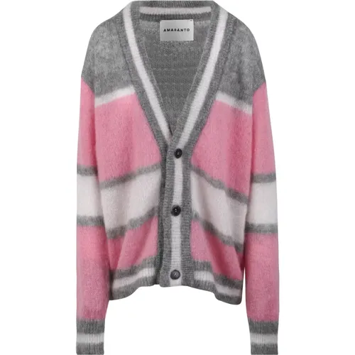 AMARÁNTO, Cardigans, female, , Size: S Jacquard Mohair Cardigan - Amaránto - Modalova