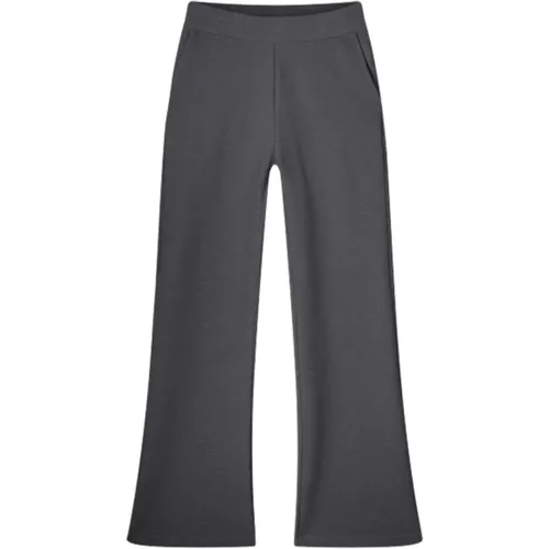 Wide Leg Waffle Pants Dark Grey , female, Sizes: L, XL - Summum Woman - Modalova