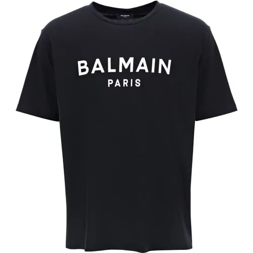Logo Print Baumwoll T-Shirt Balmain - Balmain - Modalova