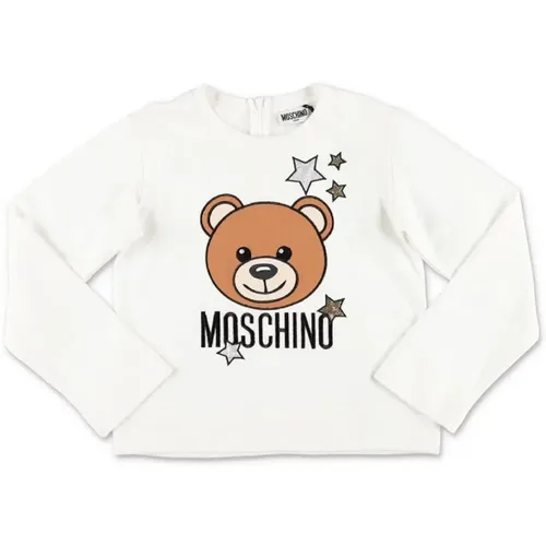 Weißes Langarm-T-Shirt mit Teddybär-Print für Kinder - Moschino - Modalova