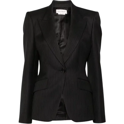 Grey Pinstripe Wool Jacket , female, Sizes: S - alexander mcqueen - Modalova