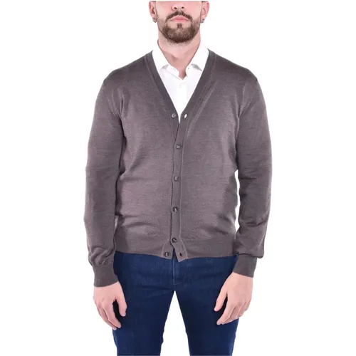 Long Sleeve Wool Cardigan , male, Sizes: 2XL, L, XL, S, M - Kangra - Modalova