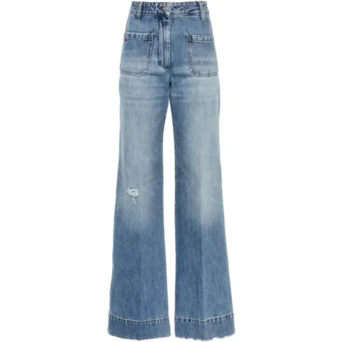 Blaue Denim Wide Leg Jeans , Damen, Größe: W25 - Victoria Beckham - Modalova