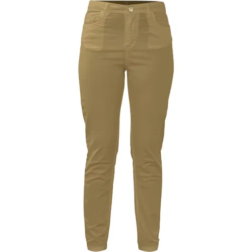 Slim fit trousers with belt loops and a shiny button , female, Sizes: W29, W30, W28, W32, W27, W26, W31, W25 - Kocca - Modalova