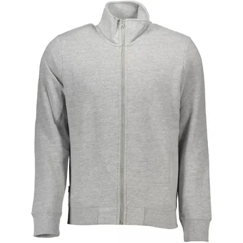 Grauer Sweatshirt mit Reißverschluss und Stickerei , Herren, Größe: M - Superdry - Modalova