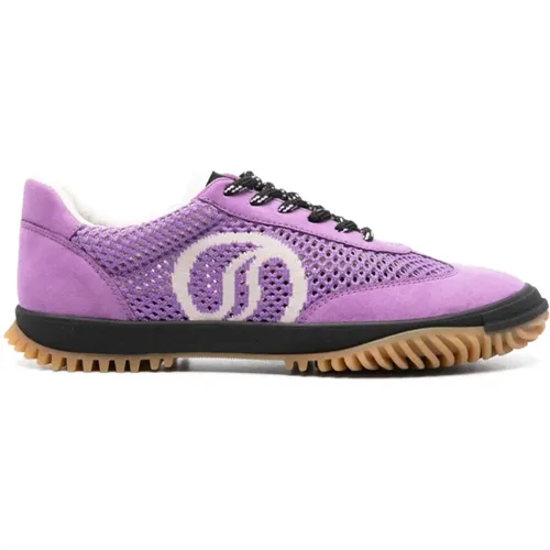 Lila Mesh Sneakers S-Wave Logo , Damen, Größe: 37 EU - Stella Mccartney - Modalova