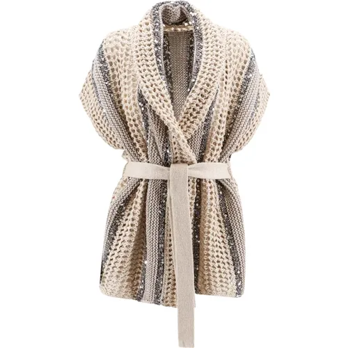 Knitwear with Sequin Profiles , female, Sizes: M, L - BRUNELLO CUCINELLI - Modalova