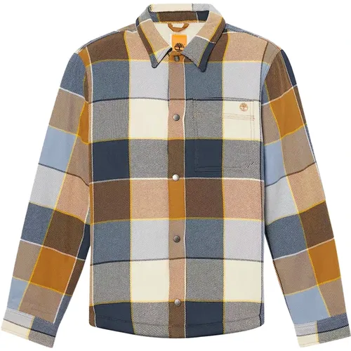 Casual Shirts, male, , Size: 3XL Yellow Checkered Fleece Lined Men's Shirt - Timberland - Modalova