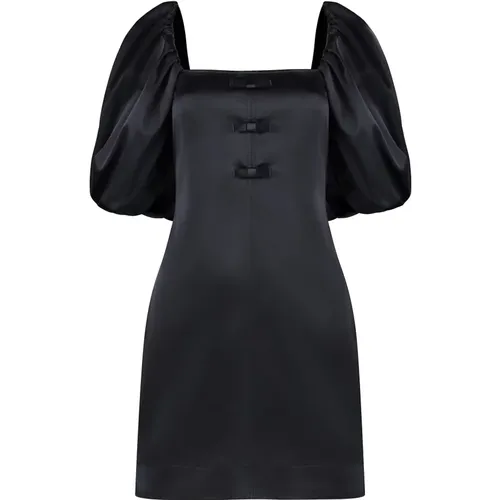 Satin Kleid mit Ballonärmeln , Damen, Größe: XL - Ganni - Modalova