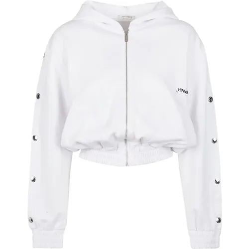 Bi01 Weiß Sweatshirt,Schwarzer Reißverschluss-Sweatshirt,Zip-throughs - Hinnominate - Modalova