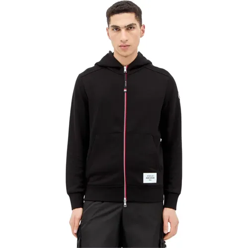 Kapuzen-Zip-Up-Sweatshirt aus Baumwollmischung - Moncler - Modalova