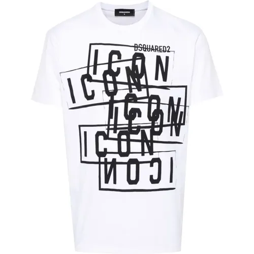 Icon Stamps Logo Print T-shirt , Herren, Größe: 2XL - Dsquared2 - Modalova