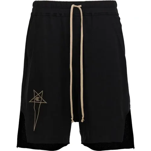 Bermuda Shorts with Logo Embroidery , male, Sizes: M - Rick Owens - Modalova