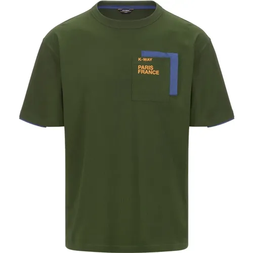 T-Shirts,Geister T-Shirt,Baumwoll-Crew-Neck T-Shirt mit Fronttasche - K-way - Modalova