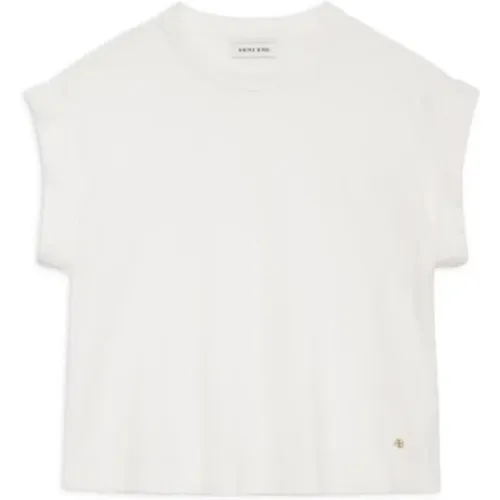 Caspen Blanc Tee - Weiches und Drapiertes Baumwoll-T-Shirt , Damen, Größe: XS - Anine Bing - Modalova