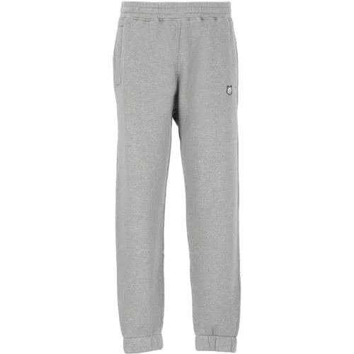 Grey Cotton Pants with Elastic Waist , male, Sizes: S - Maison Kitsuné - Modalova