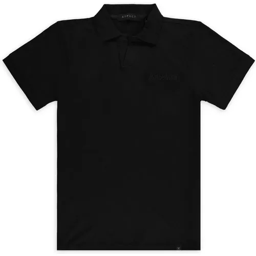 Schwarzes Outline Polo Shirt Trendy Design - Aspact - Modalova