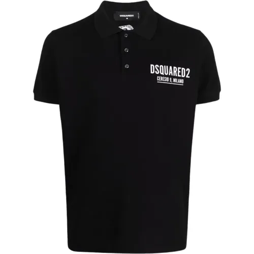 Polo Shirts, male, , Size: XL Polo T-Shirt with Button Closure - Dsquared2 - Modalova