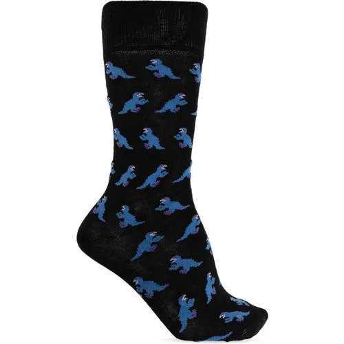 Socks, male, , Size: ONE SIZE Cotton socks with dinosaur motif - Paul Smith - Modalova