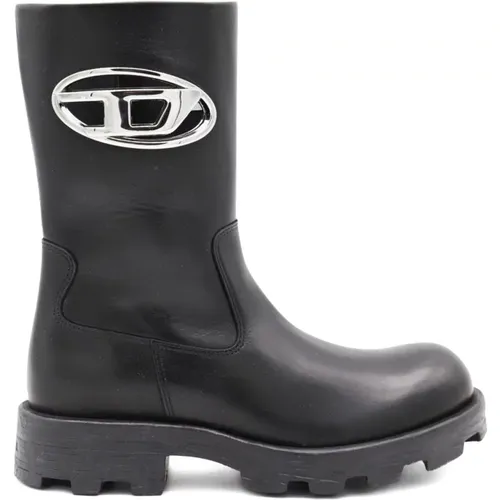Rain Boots, female, , Size: 7 US Leather Chunky Boots Side Zip - Diesel - Modalova