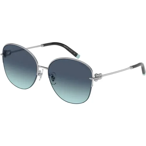 Silber/Blau Getönte Sonnenbrille , Damen, Größe: 58 MM - Tiffany - Modalova