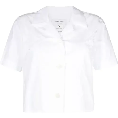 Linen crop shirt , female, Sizes: L - Marine Serre - Modalova