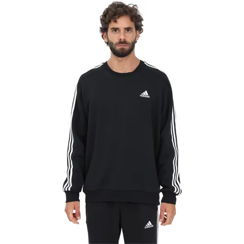 Stripes Fleece Sweatshirt Sporty Style , Herren, Größe: S - Adidas - Modalova