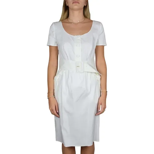 Midi-Kleid mit Wellen- und Knopfdesign , Damen, Größe: L - Prada - Modalova