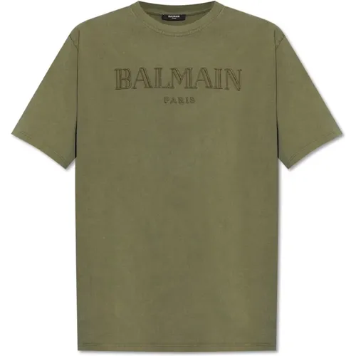 T-Shirt mit Logo , Herren, Größe: S - Balmain - Modalova
