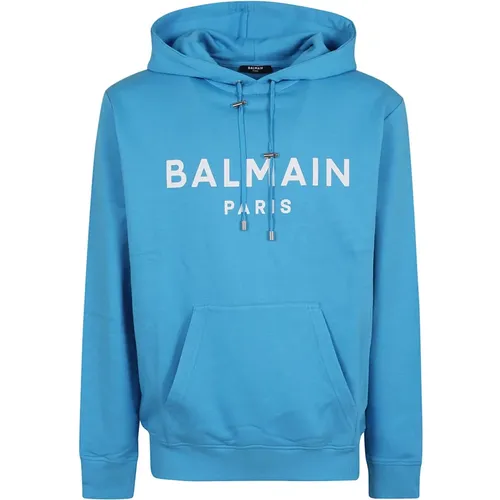 Blaues Sweatshirt für Männer Aw24 - Balmain - Modalova