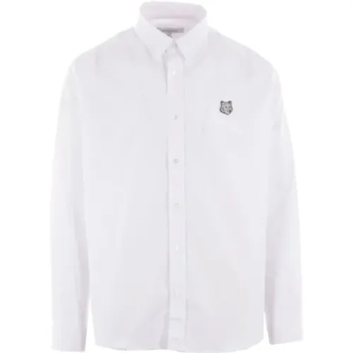 Cotton Shirt with Fox Logo , male, Sizes: S - Maison Kitsuné - Modalova