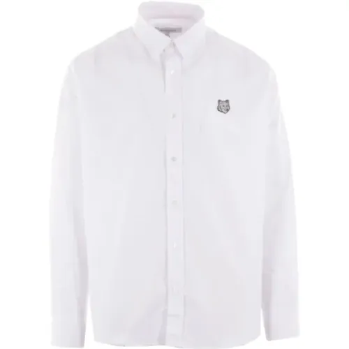 Cotton Shirt with Fox Logo , male, Sizes: S, M, L, XL - Maison Kitsuné - Modalova
