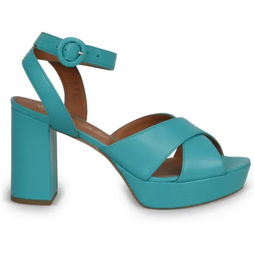 Leather platform sandals , female, Sizes: 7 UK, 3 UK - Via Roma 15 - Modalova