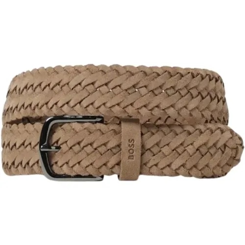 Belts, male, , Size: ONE SIZE Stylish Woven Leather Belt - HUGO - Modalova