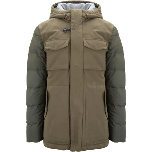Winter Jackets, male, , Size: S Men's Jacket with Snap Button, Zipper, Hook - Fay - Modalova