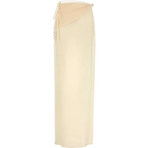 Maxi Skirts, female, , Size: XS Cream Lyocell Blend Stretch Skirt - Magda Butrym - Modalova