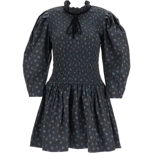 Floral Print Smock Mini Dress , female, Sizes: XS, S, M - Ganni - Modalova