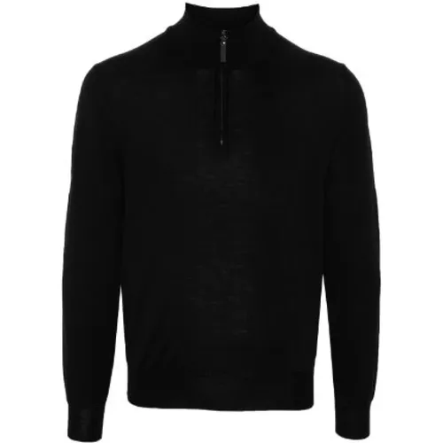 Turtlenecks, male, , Size: L Merino Wool Half-Zip Sweater - Canali - Modalova