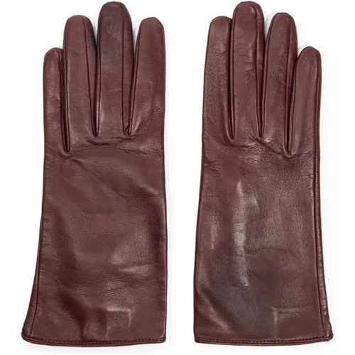 Gloves, female, , Size: 7 1/2 IN Short Burgundy Leather Gloves - Dolce & Gabbana - Modalova