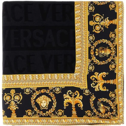 Baroque Embroidered Wool Silk Blanket , unisex, Sizes: ONE SIZE - Versace - Modalova