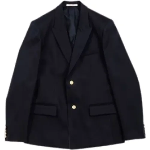 Klassische dunkelblaue Jacke mit zwei goldenen Knöpfen - Valentino - Modalova