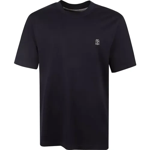 Light Gray Crew Neck T-Shirt , male, Sizes: 2XL, L, M - BRUNELLO CUCINELLI - Modalova