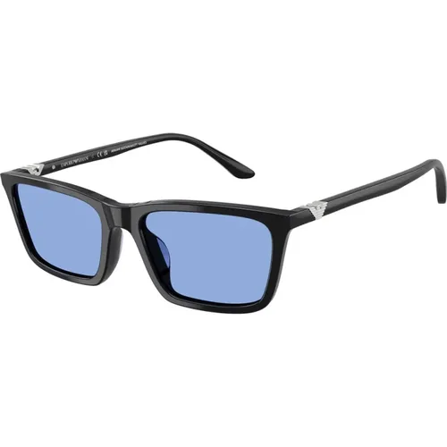 Ea4239U Sunglasses Glossy Blue Lenses , unisex, Sizes: 55 MM - Emporio Armani - Modalova