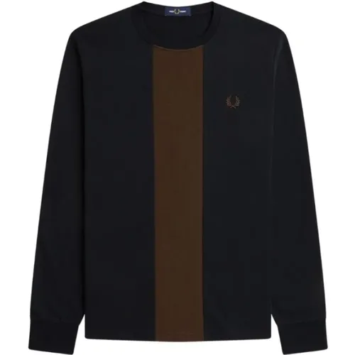 Panelled Long Sleeve Tee , male, Sizes: XS, L - Fred Perry - Modalova