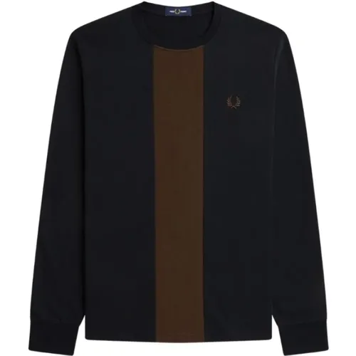 Panelled Long Sleeve Tee , male, Sizes: XS, XL, S, L - Fred Perry - Modalova