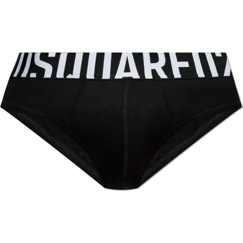 Bottoms, male, , Size: S Cotton briefs with logo - Dsquared2 - Modalova