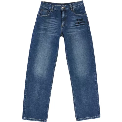 Straight Jeans, female, , Size: W32 Medium-rise straight leg jeans with 'The Jean' embroidery - Marc Jacobs - Modalova