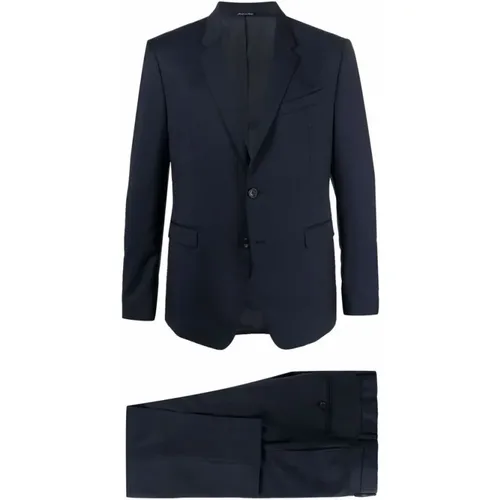 Single Breasted Suits, male, , Size: 2XL Navy Wool Suit with Notch Lapels - Reveres 1949 - Modalova