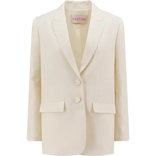 Wool and Silk Blazer with Iconographe Motif , female, Sizes: XS, S - Valentino - Modalova