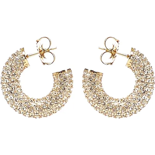 Golden Bijoux Earrings with White Crystals , female, Sizes: ONE SIZE - Amina Muaddi - Modalova